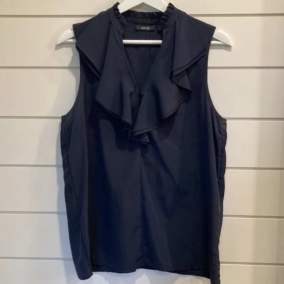 Navy Sleeveless Blouse - Picture 1 of 8